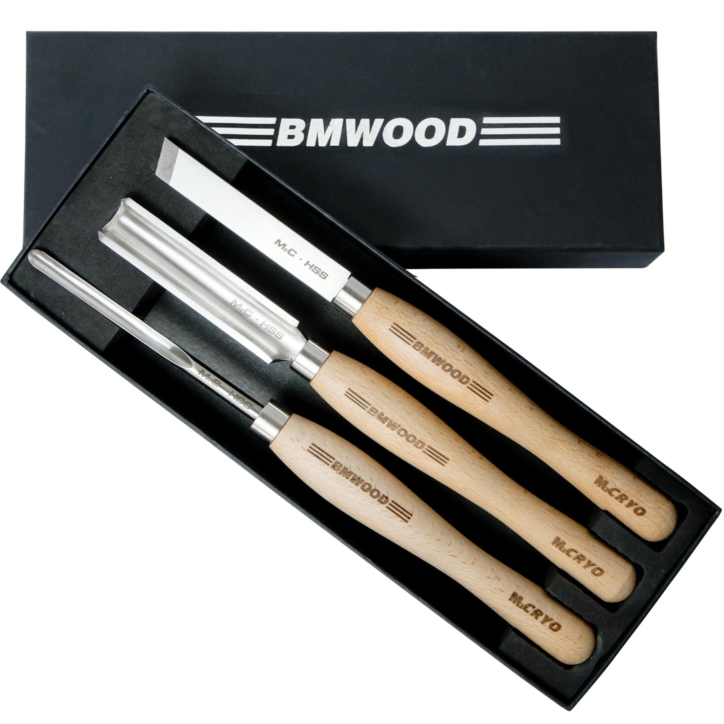 3PCS M2 Cryogenically Treated Steel Chisel set including Roughing Gouge, Spindle Gouge and Skew Chisels for WoodLathe,Woodturning Tools. - WoodArtSupply