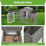 Ketive Wooden Chicken Coop Cage Outdoor Indoor Hen House with Nesting Box, Waterproof Roof, Removable Tray for Poultry Pets Enclosure Garden Backyard (Grey) ketive