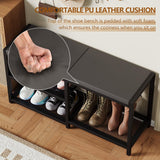 ZHOOGE Shoe Bench & Rack Storage Bench - Entryway Bench with Seat Cushion, Stable Organizer for Entryway & Living Room, Holds Up to 300 lb, (35" L x 12" W x 17" H, Black) ZHOOGE