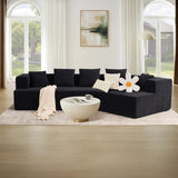 EYATZO 129.5" Modular Sectional Sofa, Modern Cloud Curved Couch with Deep Seat, Upholstered Boneless Couches for Living Room, Apartment, No Assembly Required, Chenille Fabric, Black EYATZO