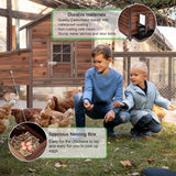 Large Wooden Chicken Coop, 160IN Outdoor Chicken Cages and Run with Nesting Boxes for 2-8 Chickens, Hen Run Poultry Pet House Rabbit Hutch with Waterproof Roof & Removable Tray for Backyard (Two) TANGJEAMER