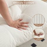 ASAHREE 72'' Corduroy Futon Convertible Sofa Couch,Comfy Sleeper Sofa Bed with Adjustable Backrest, Modern Futon Loveseat for Living Room, Bedroom, Office, Apartment, Dorm, White ASAHREE