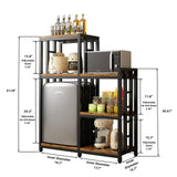 Abao panda Kitchen Bakers Rack, 4-Tier+3-Tier Workstation Organizer Shelf, Free Standing Kitchen Utility Cart Storage Shelf Organizer Utility Microwave Stands Storage for Spice（Rustic Brown） Abao panda