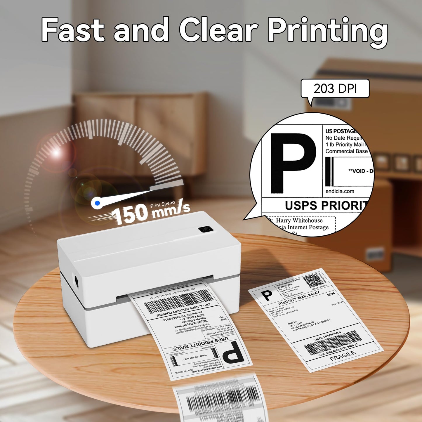 PeriPage Bluetooth Thermal Shipping Label Printer,Wireless 4x6 Shipping Label Printer for Shipping Packages,Support iPhone iPad Android Windows & Mac,Widely Used for Amazon, Ebay,Shopify, Etsy, USPS