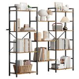 GarveeLife Industrial Large Bookcase, 4 Tier Book Shelf with Open Display Shelves, Large Wide Bookshelf, Tall Bookshelfwith Metal Frame for Living Room, Office, Rustic Brown GarveeLife