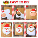Dispowreath 24 Pcs DIY Christmas Card Making Kits with Envelopes DIY Christmas Craft Make Your Own Santa Claus Greeting Card Making Supplies for Holiday Xmas Party Decoration Favor Dispowreath
