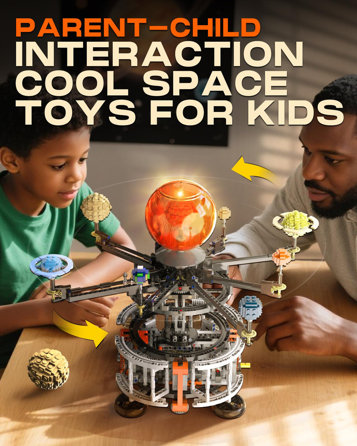 MOCBURIKU Solar System Building Set for Kids, STEM Toys with Rotatable Handle and Mechanical Gears, Space Toys for Home/School Science Learning, Birthday Gifts for Boys Girls Ages 6-12(1282pcs) MOCBURIKU