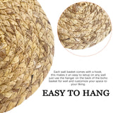 7 Pack Boho Wall Basket Decor - Seagrass Rattan Wicker Wall Decor Round Handmade Hanging Rustic Flat Elegant Wall Art for Farmhouse Living Rooms Bedrooms Display Table Settings Kitchen Home Dimpola