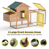 Wooden Chicken Coop, 80” Large Chicken Run 2 Tier Guinea Pig Pet House Outdoor with Pull Out Tray & Ramp Bunny Cage with Egg Box Rabbit Hutch with Lockable Door for Indoor Backyard(Original Wooden) Phonjoroo