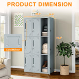 ZAOUS Metal Locker for Employees, 71'' Tall Lockable Storage Locker Cabinet for Home, Office, Gym, Shool, 9 Doors-Grey ZAOUS