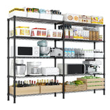 L Shaped Storage Shelves 1500LBS Standing Shelf Units NSF Wire Corner Shelving 5 Tier Metal Organizer Rack Adjustable Heavy Duty Garage Shelf for Kitchen Bathroom Warehouse Pantry Closet Utility Rack WZONICE98