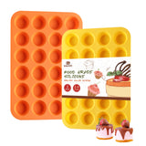 2PCS Silicone Mini Muffin Cupcake Pan, Kaloo Nonstick 24 Cups Silicone Muffin Pans for Baking, Great for Muffin, Cakes, Tart, Bread, Dishwasher Safe (Stylish Orange + Yellow, 24 Cups Each) KL KALOO