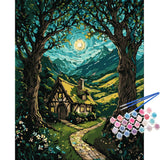 TOCARE Cabin Paint by Numbers Kit for Adults, Cabin in The Moonlit Forest Adult Paint by Number Canvas,Adults' Paint-by-Number Kits Nature Scenery 16x20inch (Without Framed) TOCARE