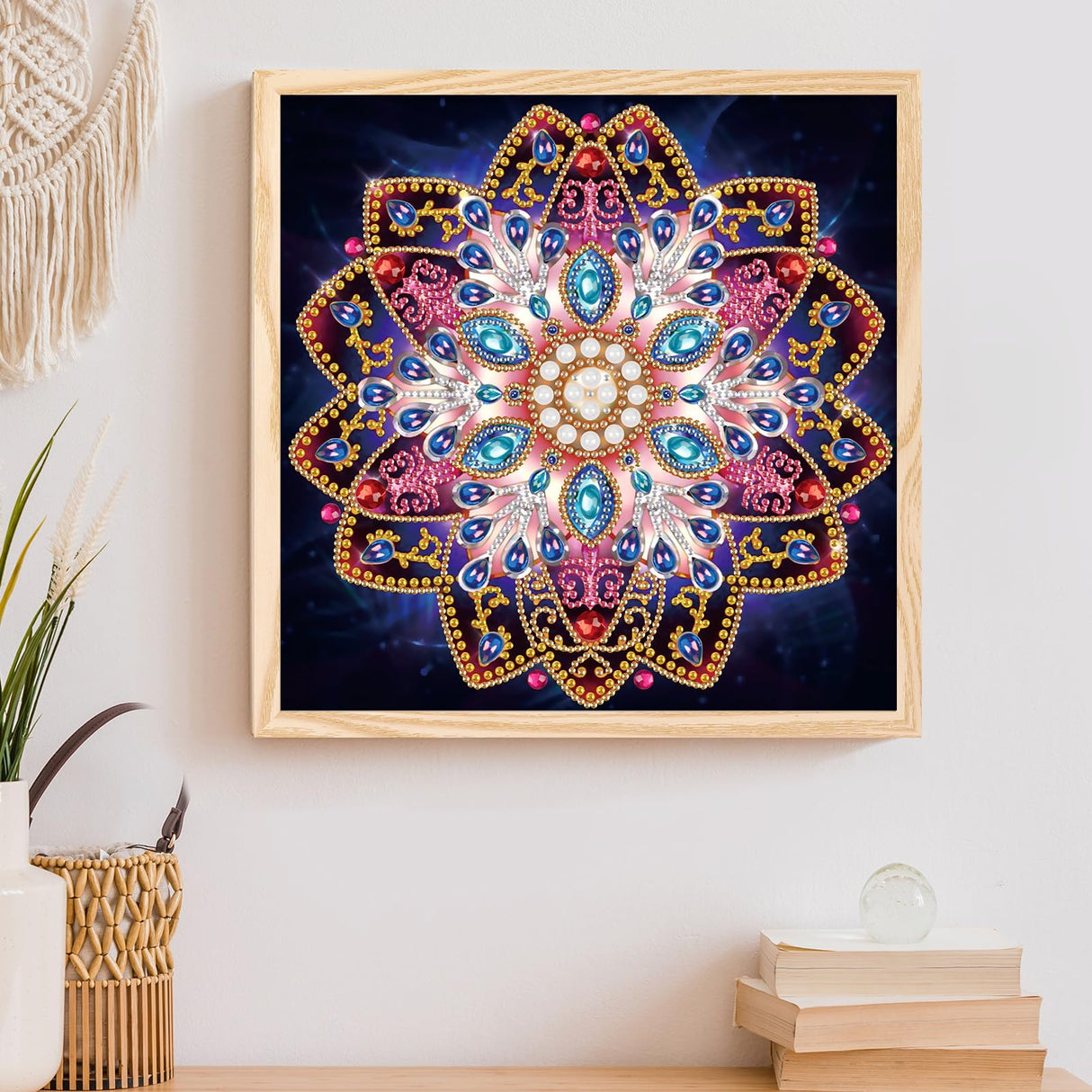 MVVMTOP Mandala Diamond Painting Art Kit, DIY Flower 5D Diamond Painting Special Shape Drills Diamond Painting Mosaic Making Craft, Suitable for Home Wall Decor Art Handmade Gift, AT135 MVVMTOP