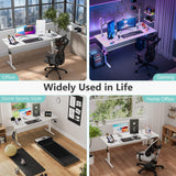 VVENACE 55 x 24 Electric Standing Desk Adjustable Height 4 Memory Preset, 4 Wheels, 2 Headphone Hook, Home Office Desk, Stand Up Sit Stand Desk Computer Table, Splice Board White VVENACE