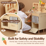 Leeshyah Play Kitchen for Kids, Classic Wooden Kitchen Playset with Food Accessories Set Ideal for Creative Pretend Play, Suitable for Toddlers, Girls & Boys Ages 3+ Leeshyah