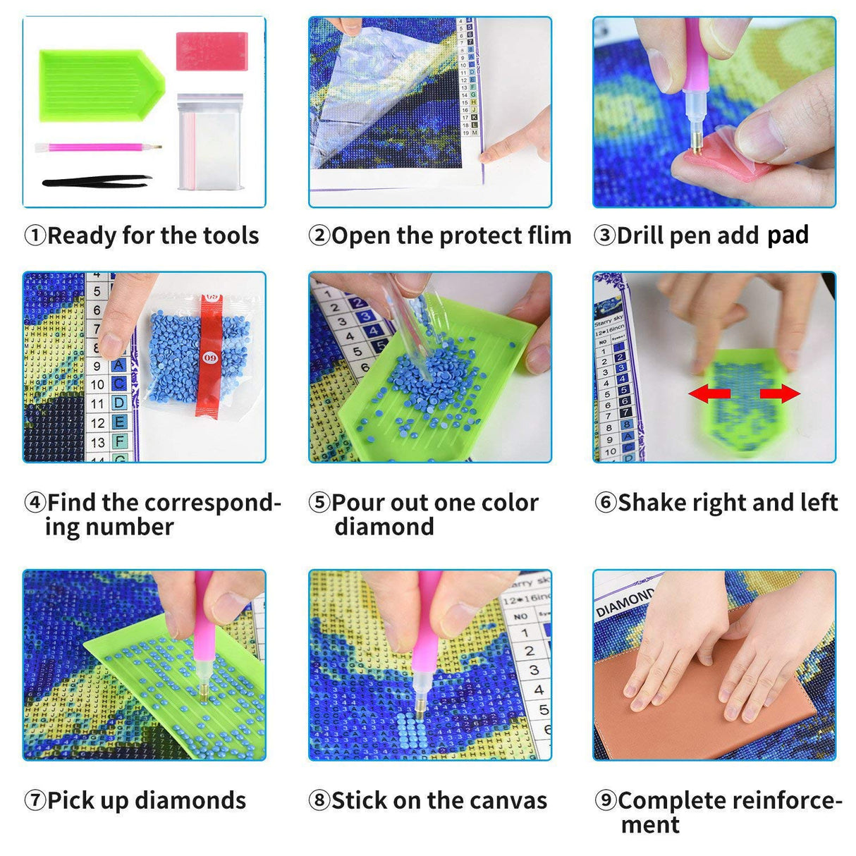 OWAY Full Drill 5D Diamond Painting 20X16 inch, Paint by Number Kits Starry Night Diamond Painting Kits for Home Wall Decor OWAY
