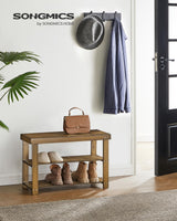 SONGMICS Shoe Rack Bench, 3-Tier Bamboo Shoe Storage Organizer, Entryway Bench, Holds Up to 286 lb, 11.3 x 27.6 x 17.8 Inches, for Entryway Bathroom Bedroom, Yellow Brown ULBS04WL SONGMICS