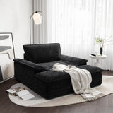 LIKIMIO 59'' Oversized Chaise Lounge Chair Indoor, Upholstered Sofa Bed with Thick Cushion and Armrests, Sleeper Chair - Plush Corduroy Chair Bed for Living Room, Bedroom (Black) LIKIMIO