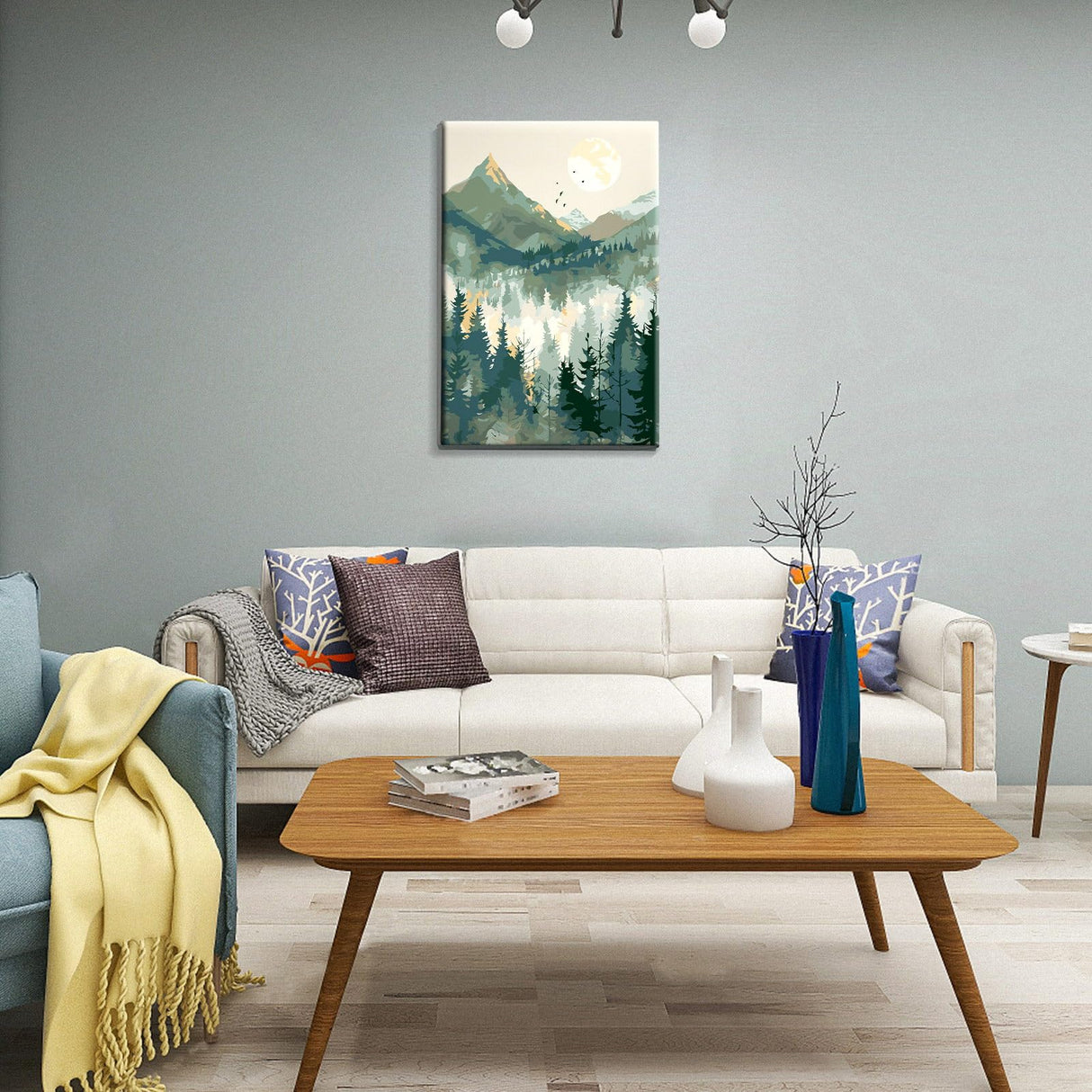 JOOZ Mountain Paint by Number for Adults, Paint by Numbers Kit for Adults with Frame, DIY Mountain Landscape Paint by Number Kits Framed Canvas, Oil Painting Kit for Home Wall Decor 8 x 12 Inch JOOZ