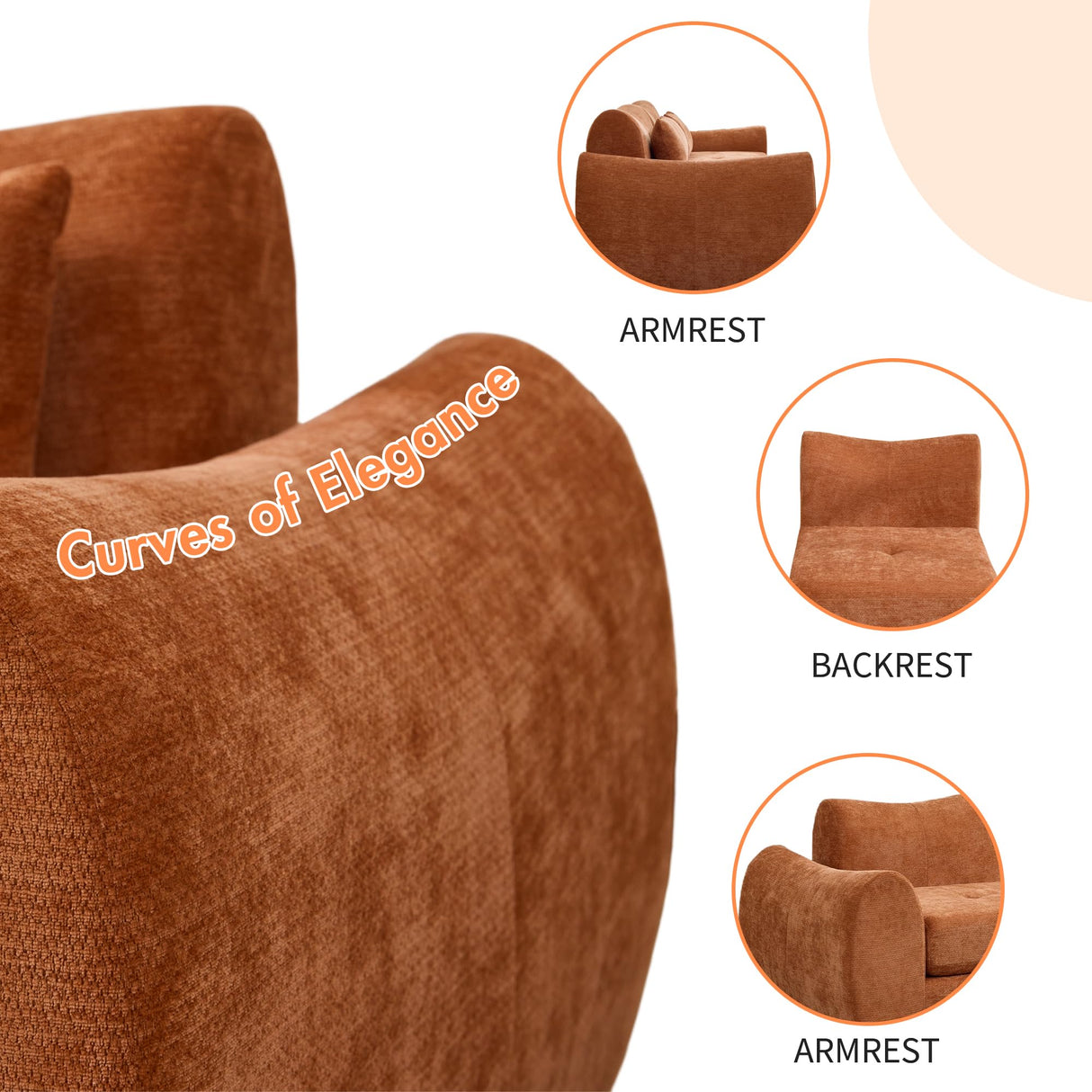 MAXMAXX 102" Modular Sectional Cloud Sofa,4-in-1 Folding Convertible Sofa Bed, Floor Boneless Couch, Modular Cushion Couch,Suitable for Living Room,Bedroom and Recreation Room(Orange) MAXMXX