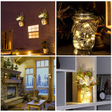Lightess Wall Decor Mason Jar Sconces with Remote Control, Rustic Home Decor Wall LED Fairy Lights with White Rose, Farmhouse Wall Decorations Lights Set of Two for Dining Room Living Room Lightess