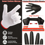 200 Pcs Disposable BBQ Gloves Nitrile Gloves with 4 Pairs Cotton Liners Grilling Gloves for Barbecue Smoking Meat Cooking(X-Large,Black, White) Janmercy