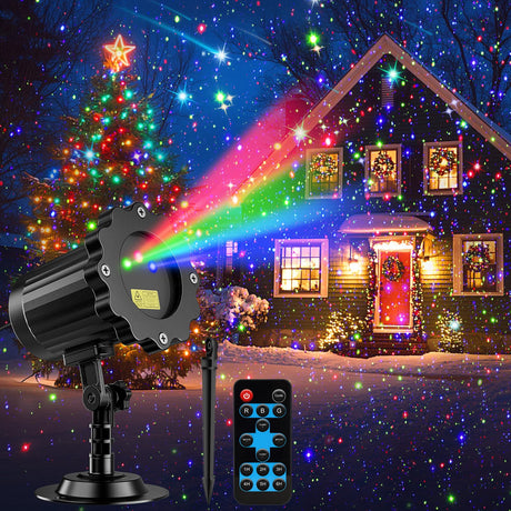 Brighter Laser Christmas Lights Projector Outdoor, RGB 3 Colors Gypsophila Moving Twinkles Halloween Christmas Projector Stars Light Show, Holiday Light Decorations for Yard/House/Garden/Party ECOHDT