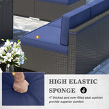 Vakollia 15 Pieces Patio Furniture Set with 44" Propane Gas Fire Pit Table, Outdoor Sectional Wicker Conversation Sofa Sets with Coffee Table Vakollia