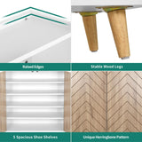 YITAHOME Shoe Cabinet with Doors, 5-Tier Shoe Storage Cabinet with Open Shelves, Large Capacity Wooden Shoes Rack Organizer with Pine Wood Legs for Entryway/Hallway/Closet, White YITAHOME