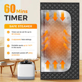 Lajou Portable Sauna Box for Home Steam Sauna Indoor Foldable Sauna Tent Personal Full Body Spa with 3L 110V 1200W Steamer, Remote Control, Folding Chair, 9 Levels, Black, 35.4"x35.4"x70.9" Lajou