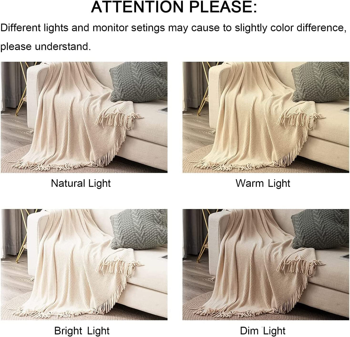 lifein Throw Blanket for Couch-Soft Boho Bed Throw Blankets,Cozy White Chenille Knitted Throw,Small Knit Farmhouse Lightweight Blanket&Throw for Summer,Woman,Chair,Sofa,Home Decor(White/Cream,60*80") lifein