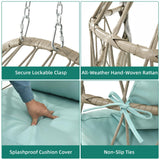 YITAHOME Hanging Egg Chair Without Stand, Rattan Wicker Swing Egg Chair with Resistant Cushion, 350lbs Capacity, Foldable Hanging Basket Chair for Porch, Garden, Bedroom, Balcony - Sky Blue YITAHOME