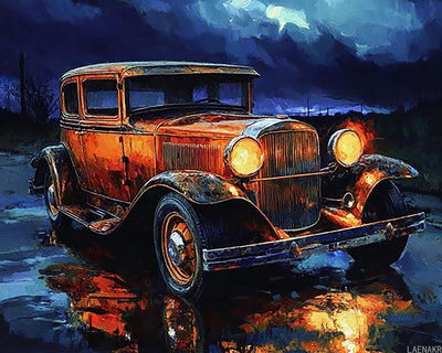 LAENAKR Retro Car Trucks Paint by Numbers for Adults Pickup Classic Cars Paint by Numbers for Adults Beginners, Acrylic Simple Paint by Number Canvas for Decoration 16" W x 20" L