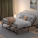 JAXPETY Adjustable Bed Frame King Electric Adjustable Bed Base with Head and Foot Incline Low-Noise Motor and Remote Control, Electric Bed Frame Fit for Most Mattress, Black JAXPETY