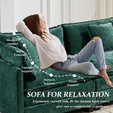 SoarFlash Chenille 71.6" Sectional Sofa, Comfy L Shaped Modular Coush Sofa with Ottoman, Modern 2 Seat Couch Deep Seat Sofa Set for Living Room,Green SoarFlash