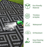 GENIMO Outdoor Rug for Patio Clearance,5'x8' Waterproof Mat,Reversible Plastic Camping Rugs,Rv,Porch,Deck,Camper,Balcony,Backyard,Black & Gray GENIMO