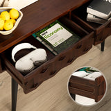 Bme Console Modern Mid-Century 2 Drawers, Unique Geometric Design Sofa Table for Entryway, Hallway, Living Room, Walnut Bme