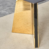 TesNus 7 Pieces Dining Table Set,63" Marble Kitchen Room Table with 6 Black Chairs,Rectangle Sintered Stone Top with Gold Legs,Large Dining Set for 6 Person for Kitchen Dining Room TesNus