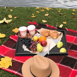 17.7 x 13 Inches Extra Large Solid Wood Serving Tray Tea Coffee Table Tray Snack Food Meals Serving Plate Kitchen Party Bar Server Breakfast Tray with Raised Edges Black Ottoman Tray Rectangle XKXKKE