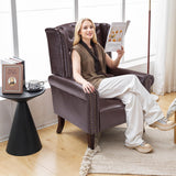 MOJAY Mid-Century Modern Living Room Chairs Set of 2, Upholstered Faux Leather Accent Chairs Club Arm Chair, Single Sofa Chair with Solid Wooden Legs for Bedroom Study Home Office Lounges(Caramel) MOJAY