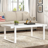 FOLUBAN White Coffee Table, Modern Rustic Wood and Metal Center Table, Rectangle Cocktail Tea Table for Living Room, 47 Inch FOLUBAN