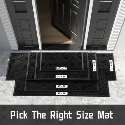 Yimobra Sturdy Front Entrance Door Mat, Heavy Duty Outdoor Indoor Doormat Entryway Floor Mat, Non Slip Rubber Backing, Easy Clean Shoe Scraper, Waterproof, Patio, Lawn, 17x29.5 Inch, Black - WoodArtSupply