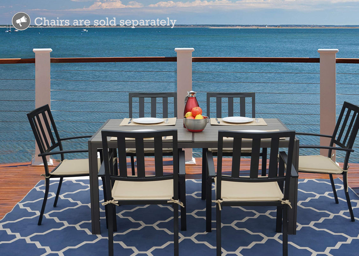 Kozyard Coolmen Outdoor Patio Indoor Dining Table Rectangle 35.6'x58.9' and Wood Like Laminate Table Top for 6 Person Porch Deck Garden(Brown) Kozyard