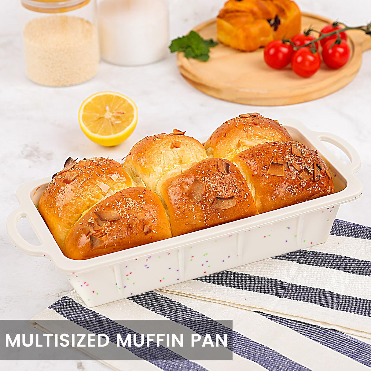 Vinino Silicone Bread Loaf Pan with Metal Reinforced Frame, 9.5 x 5 in Non-stick Silicone Loaf Pan for Baking, 2 Pack Durable Silicone Bread Pan for Oven Dishwasher Safe - Cream Vinino