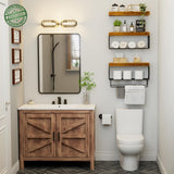 KLUVIS Bathroom Floating Shelves for Wall - Farmhouse Shelf Over Toilet Small 16 inch Set of 3, Rustic Brown (13BN3) KLUVIS