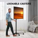XINLEI Mobile TV Carts, Rolling TV Stand on Wheels for 13-50" Flat/Curved TVs Height Adjustable 30° Tilt Floor TV Stand Portable Monitor Stand Holds up to 44lbs Max VESA 200x200mm ML1350 XINLEI