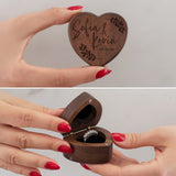 Personalized Wooden Ring Box, Custom Ring Bearer Box, Wooden Heart Ring Box for Wedding Ceremony, 8 Designs with Names and Family Name, Engagement Ring Holder for Proposal, Wedding Keepsake Personalization Lab