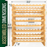 SereneLife Bamboo Stackable Wine Rack, 8-Tier 72 Bottle Capacity Wine Racks Free Standing Floor, No Tools Assembly, Modular Storage Display Shelf for SereneLife