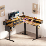 WALKINGDESK 63 Inches Height Adjustable L Shaped Standing Desk with 3 Drawers and Monitor Shelf, Electric Corner Comupter Desk, Sit Stand up Home Office Desk, Ergonomic Gaming Desk, Rustic Brown WALKINGDESK